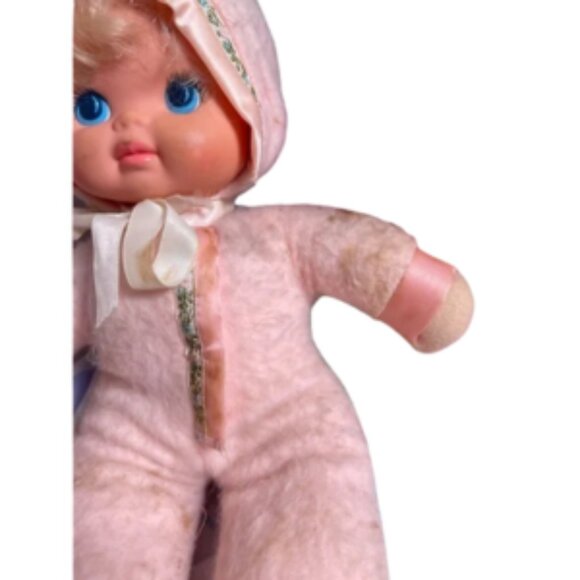 VTG 1983 Mattel PINK Snuggle Baby Soft Body Vinyl Face Doll 12 Washable - Picture 4 of 9